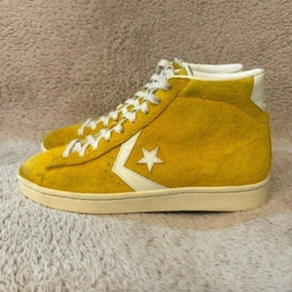 Converse Pro Leather PL 76 Ox Mens 10.5 Yellow Hairy Suede High Top 155339C - Picture 4 of 10